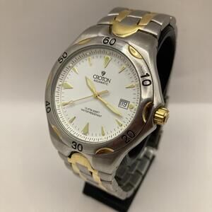 Men’s Croton Aquamatic Diver 42mm Two Tone Stainless Steel Watch New Battery